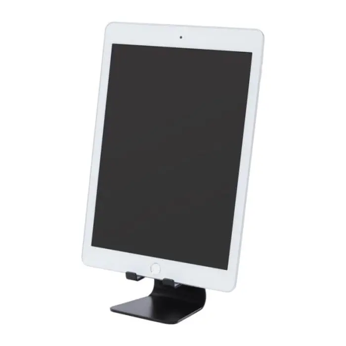 Promotional black tablet stand for tablet with printed logo