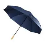 Printed windproof recycled golf umbrella in navy blue with printed logo