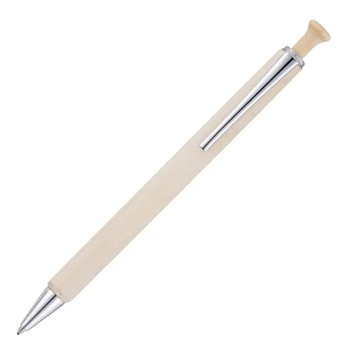 Promotional wooden pen with chrome details and printed logo