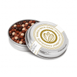 Branded silver caviar tin with chocolate pearls with printed logo