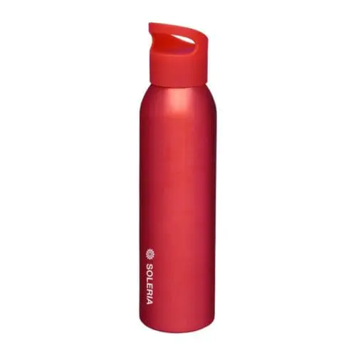 Printed Sky Aluminium Water Bottle 650ml in red with printed logo