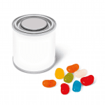 Branded small paint tin with jolly beans sweets with printed logo