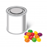 Promotional small paint tin with Skittles sweets with printed logo