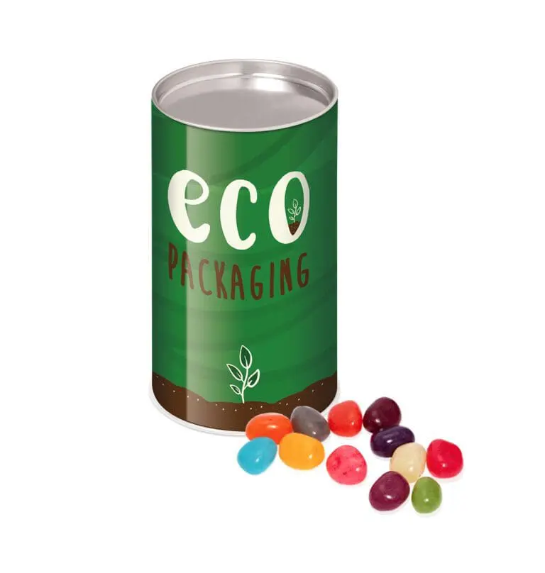 Promotional small snack tube with Jelly Beans sweets and printed logo