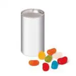 Promotional small snack tube with Jolly Beans sweets and printed logo