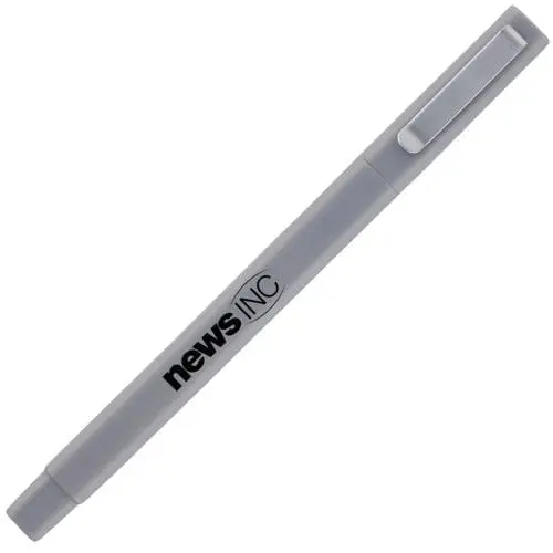 Branded square ball pen in grey with printed logo