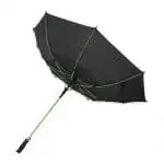 Printed Stark Contrast windproof auto open umbrella in black with coloured trim and printed logo