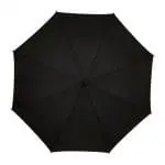 Printed Stark Contrast windproof auto open umbrella in black with coloured trim and printed logo top view