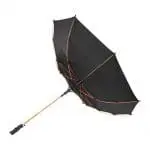 Printed Stark Contrast windproof auto open umbrella in black with coloured trim and printed logo