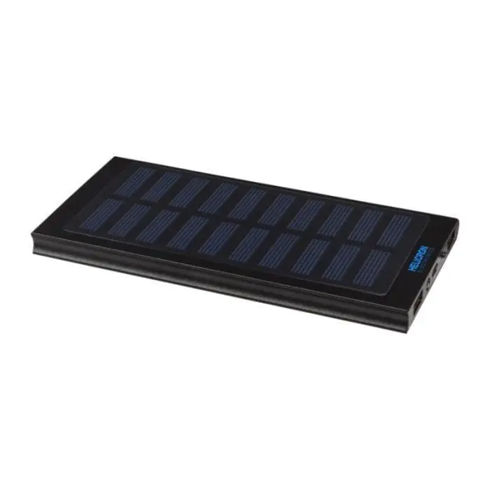 Promotional black solar powerbank with printed logo