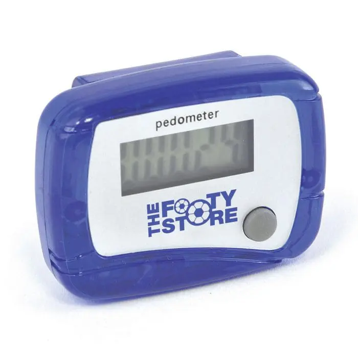 Branded Step Counter Pedometer in Blue with printed logo