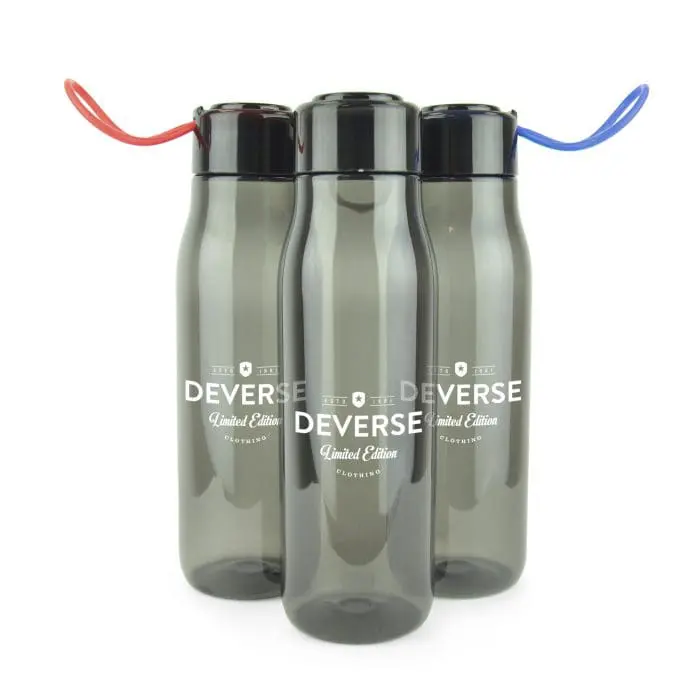 Branded Stephanie Sports Bottle 700ml with Dark Body and Coloured Wrist Strap