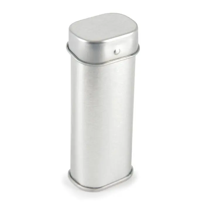 Branded tall mint tin in silver filled with mints for branded logo