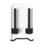 Personalised The Dok Phone Stand in white with black trim and printed logo