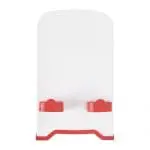 Personalised The Dok Phone Stand in white with red trim and printed logo