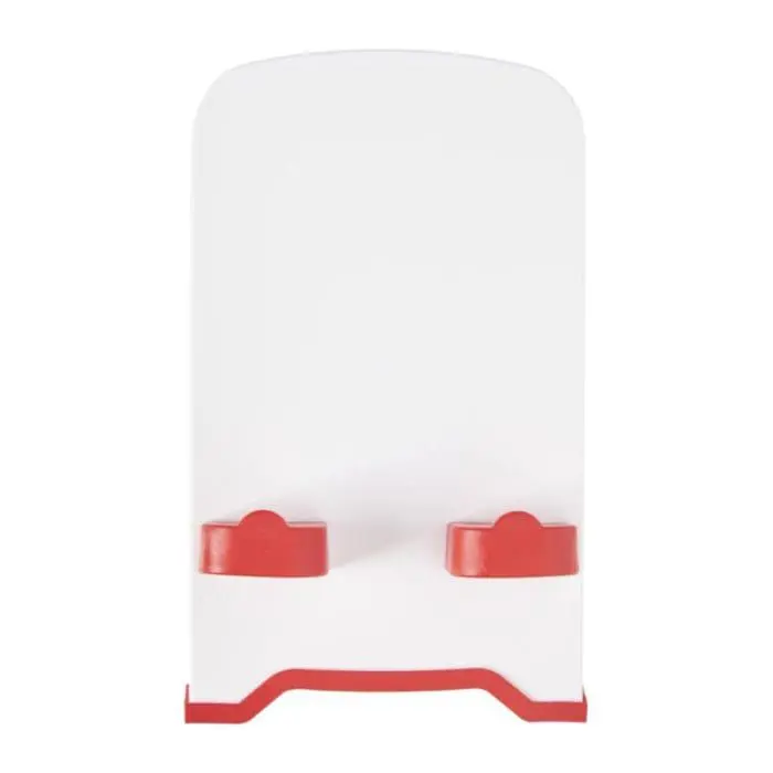 Personalised The Dok Phone Stand in white with red trim and printed logo