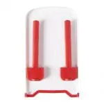 Personalised The Dok Phone Stand in white with red trim and printed logo