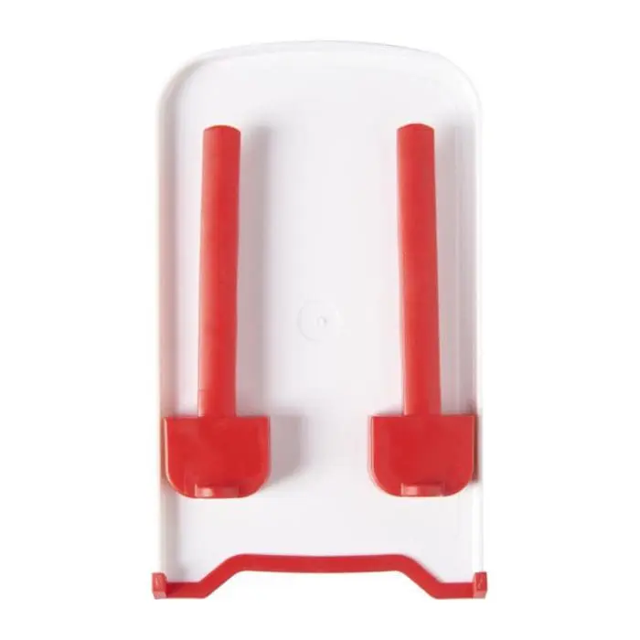 Personalised The Dok Phone Stand in white with red trim and printed logo