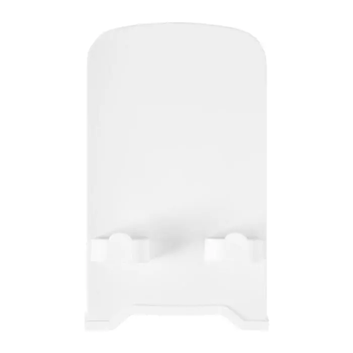 Branded The Dok Phone Stand in white with white trim and printed logo