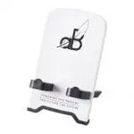 Promotional The Dok Phone Stand in white with black trim and printed logo