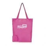 Promotional foldable shopper bag in pink with printed logo