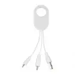 Printed Troop 3-in-1 Charging Cable in white with printed logo