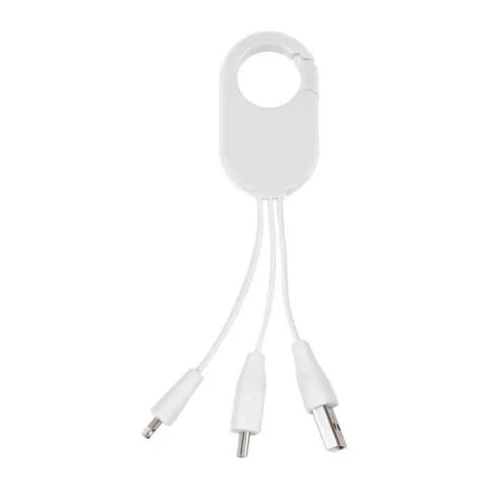 Printed Troop 3-in-1 Charging Cable in white with printed logo