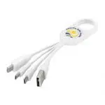 Printed Troup 4-in-1 Charging Cable in white with printed logo