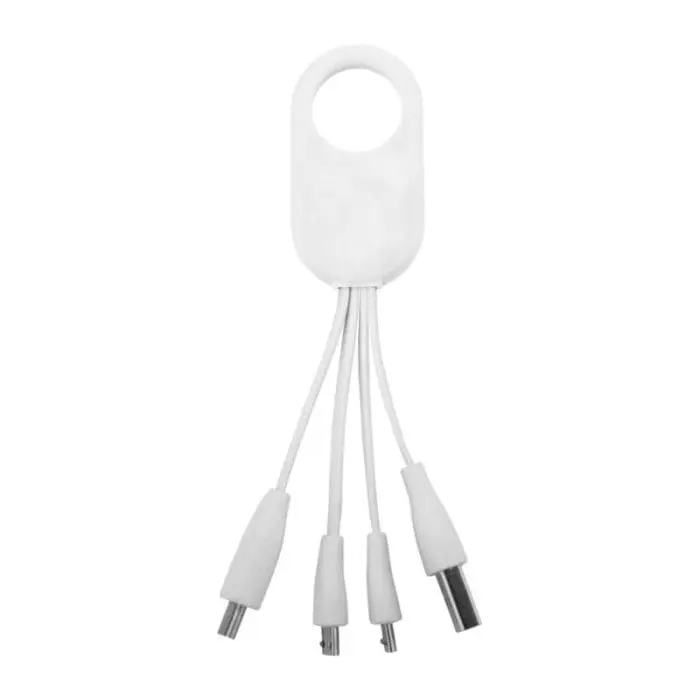 Promotional Troup 4-in-1 Charging Cable in white with printed logo