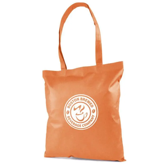 Promotional non woven shopper bag in orange with printed logo