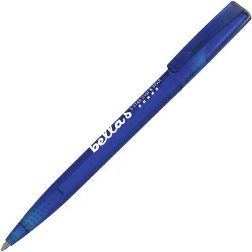 Promotional Twister GT ball pen in blue with printed logo