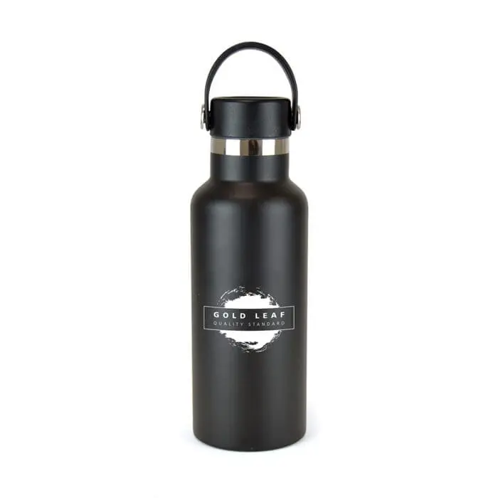 Promotional Varo insulated bottle 500ml in black with printed logo