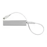 Promotional silver Volt powerbank with printed logo and cable