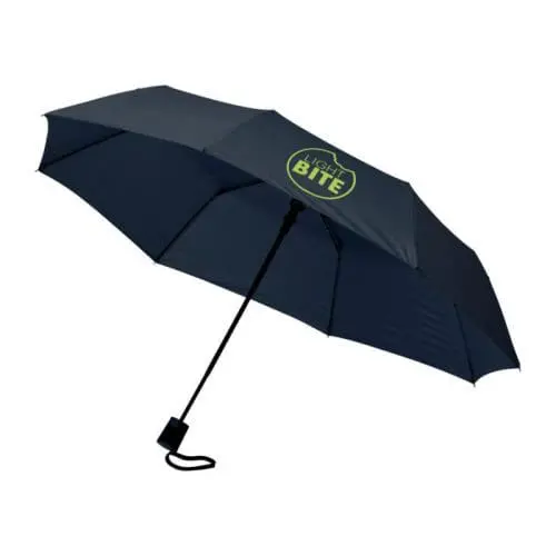 Promotional Wali Auto Open Folding Umbrella in navy blue with printed logo