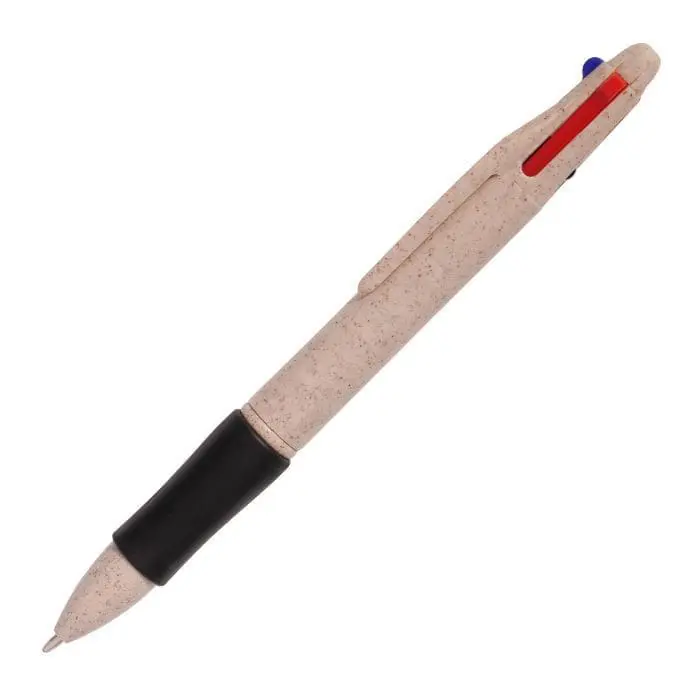 Custom-branded wheat ball pen with printed logo and different coloured inks