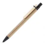 Branded woodchip pen with wooden clip and printed logo