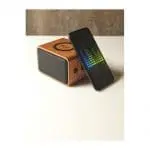 Promotional wooden speaker with wireless charging pad and printed logo