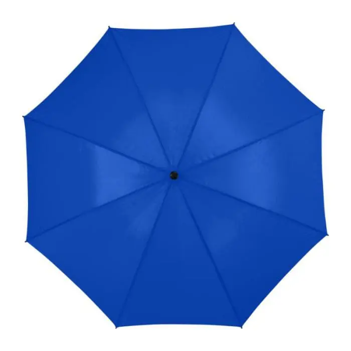 Branded golf umbrella with plastic handle and printed logo top view