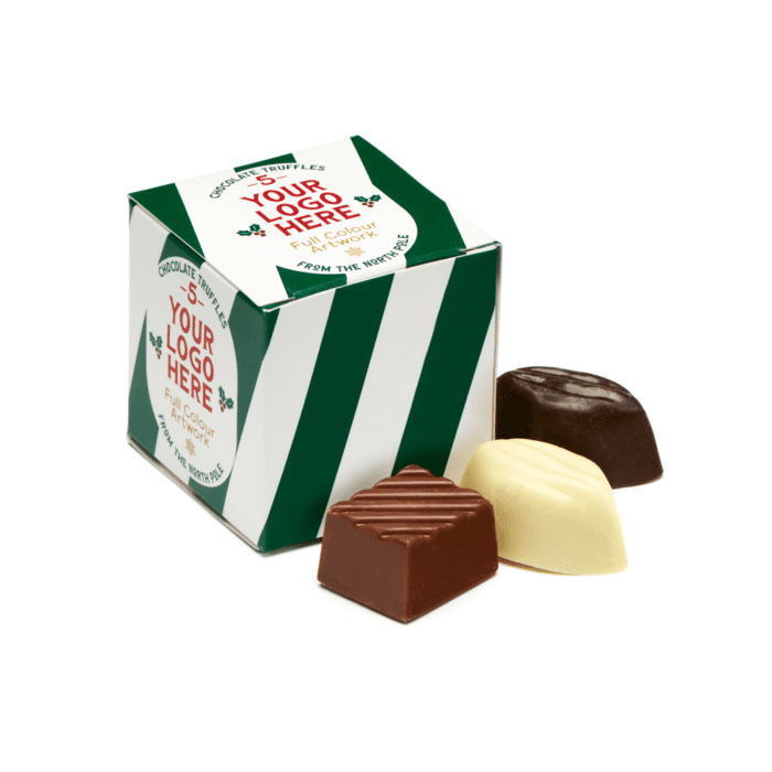 Branded Eco Maxi Cube - Chocolate Truffles with printed logo or design