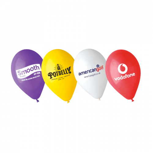 Promotional 12 Inch Latex Balloons in assorted colours printed with logo or design