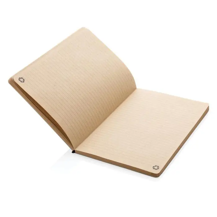 Custom-Branded A5 Cork and Kraft Notebook in cork with lined paper and printed logo or design