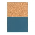 Branded A5 Cork and Kraft Notebook in cork and blue with printed logo