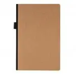 Promotional A5 Deluxe Kraft Hardcover Notebook in natural with pen loop and printed logo