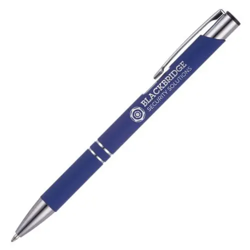 Personalised Aladdin Ballpen in blue and silver with printed logo