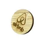 Promotional circular bamboo badges with printed logo or design