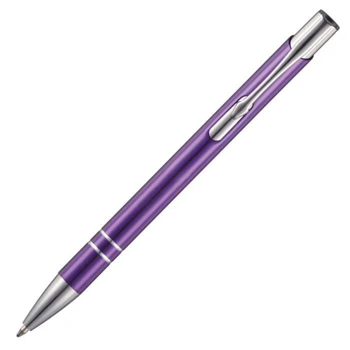 Personalised Beck Ballpen in purple with silver trim and printed logo