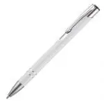 Printed Beck Ballpen in white with silver trim and printed logo