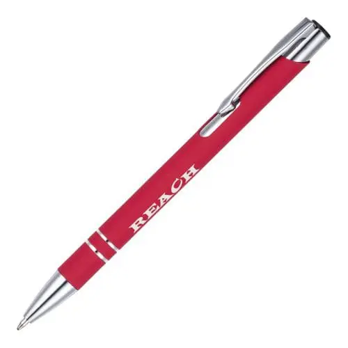 Printed Beck Soft Feel Ballpen in red and silver with printed logo