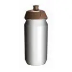 Promotional Biodegradable Sports Bottle 500ml in clear with brown lid and printed logo