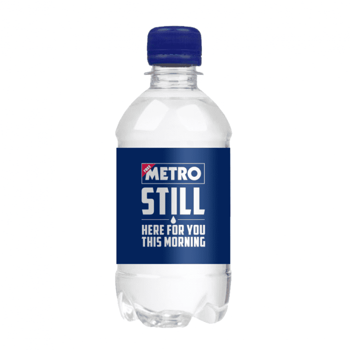 Branded Bottled Water 330ml with Screw Cap in blue with printed logo or design